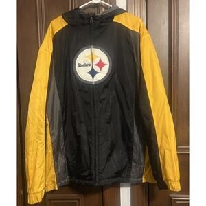 NFL Team Apparel Men’s Pittsburgh Steelers Black-Yellow Jacket w/Hood 2XL